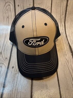 Ford Khaki and Navy Front Bill Mesh Trucker Hat